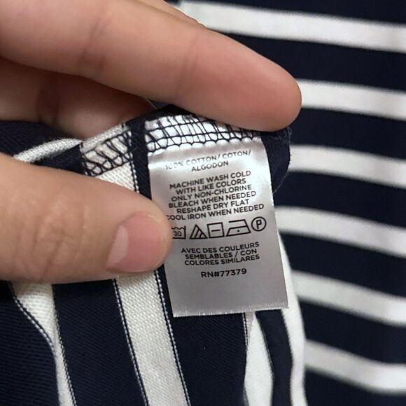 Ann Taylor Blue and White Striped Long Sleeve size Large - Picture 7 of 7